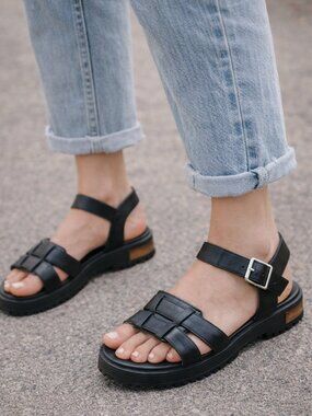 Dr. Scholl's Take Five Gladiator Sandals Size 7.5 Black Chunky Platform Grunge